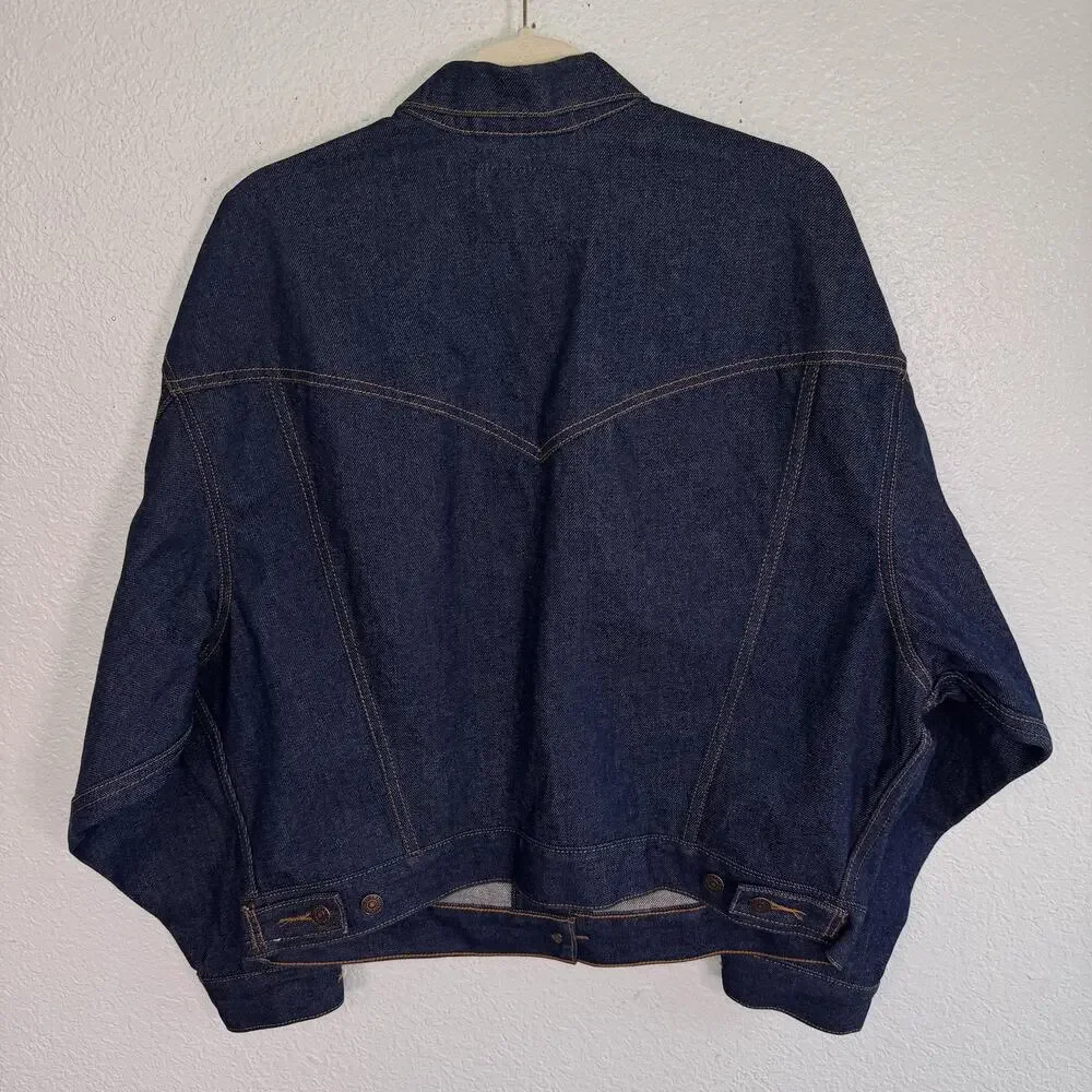 Vintage Levi's Jacket Mens Large Denim Biker Trucker Blue Button Front 90s Vtg